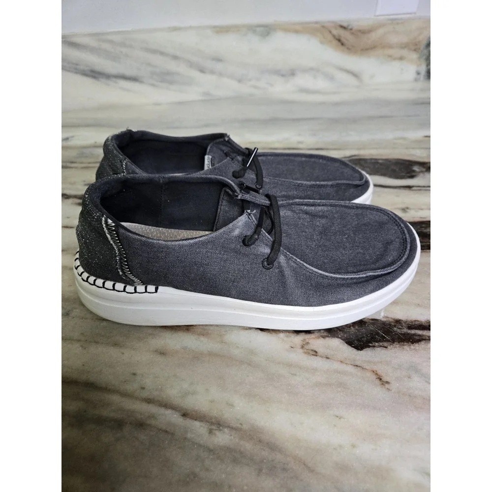Hey Dude Wendy Chambray Grey Casual Slip On shoes Boat‎ Size 9